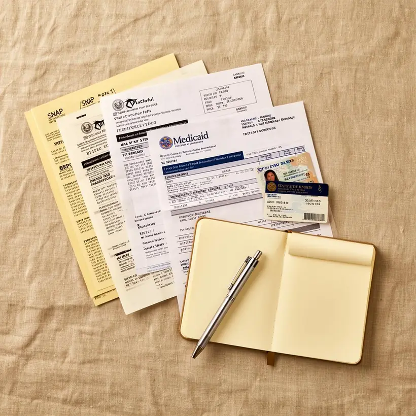 Documents and laptop prepared for a safe laptop assistance application
